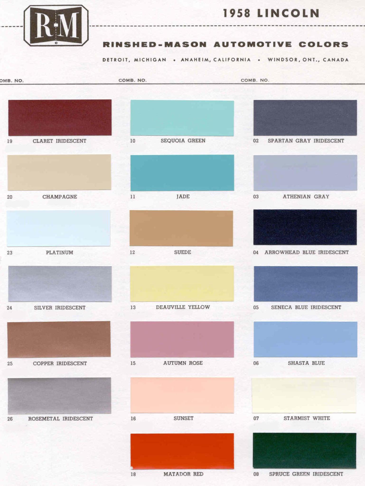 Exterior Paint Codes and its example for Lincoln Colors