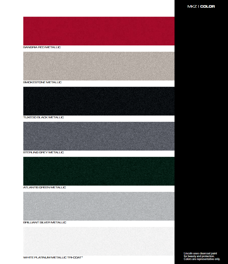 Paint Colors used on Lincoln Vehicles in 2010