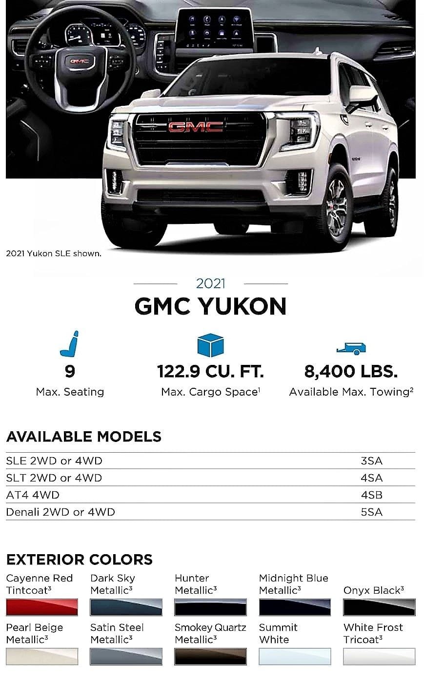 This paint chart shows the exact colors used on this GMC Yukon used for this year.