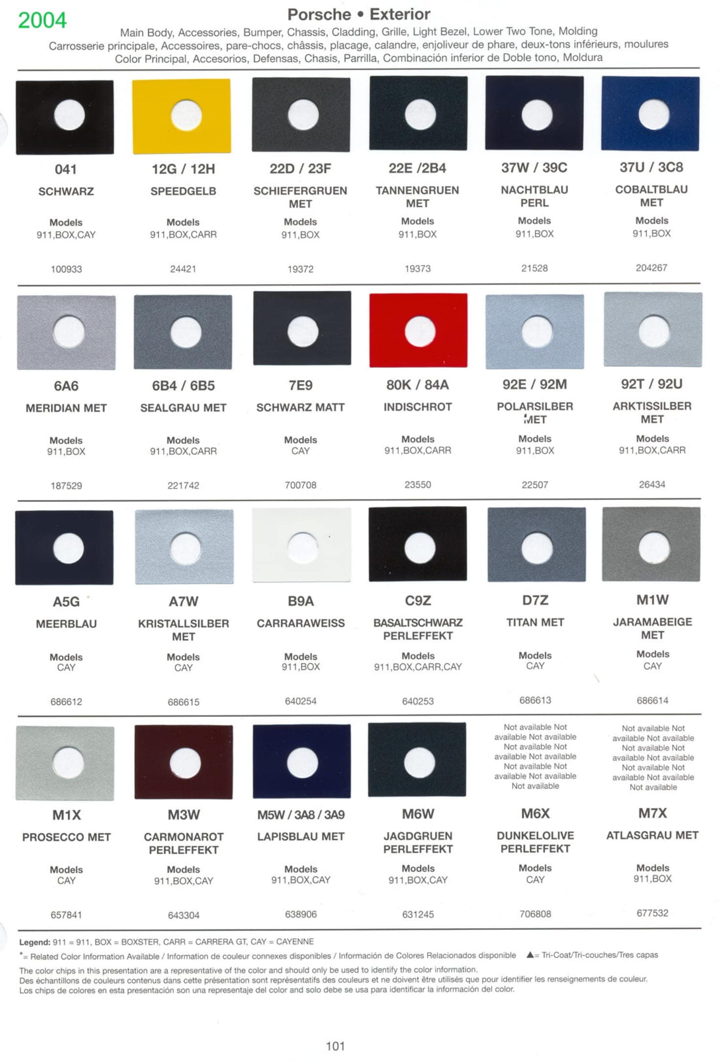 Porsche Paint Charts