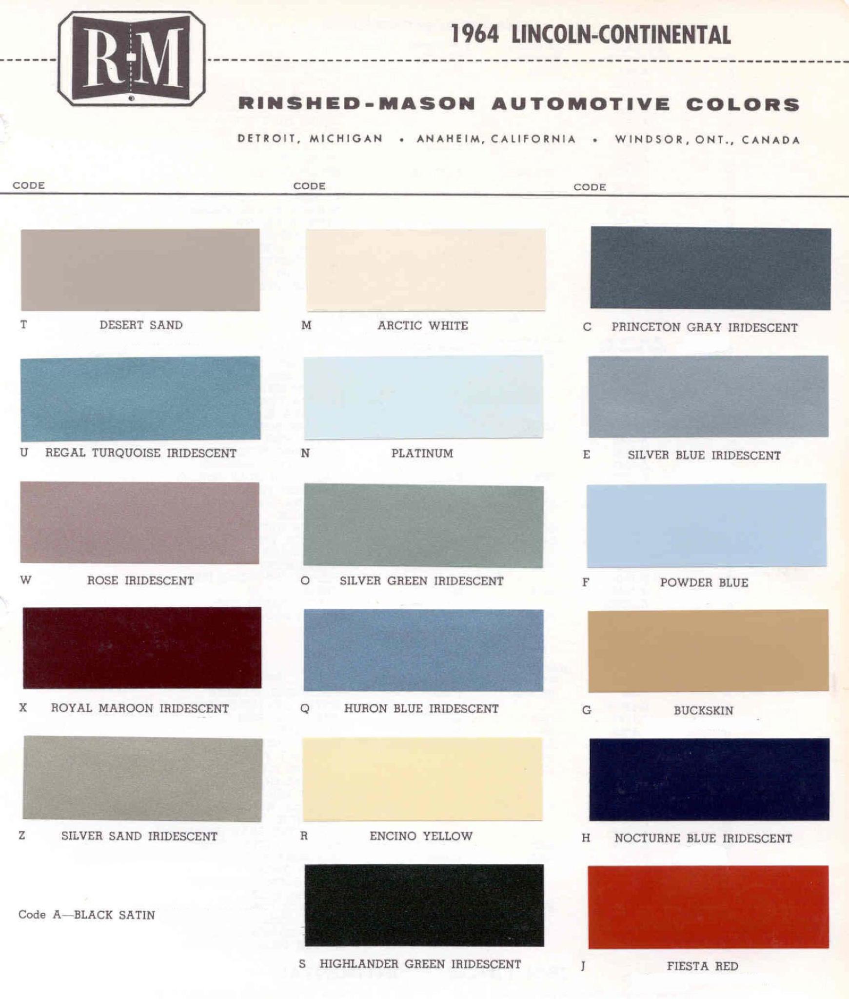 Lincoln Color Charts