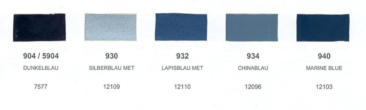 Color Codes and Colors used on a 1980 Mercedes Benz Vehicles