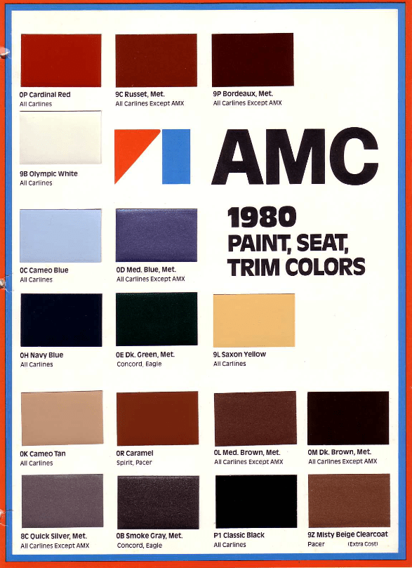 Colors used on AMC in 1980