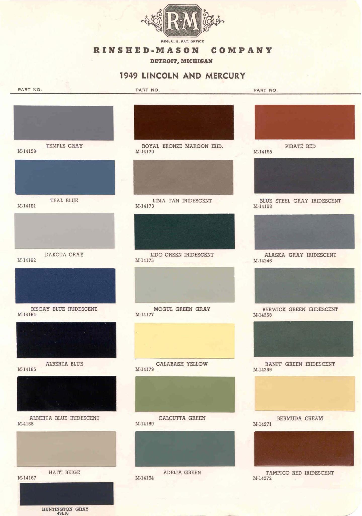 Exterior Paint Codes and its example for Lincoln Colors