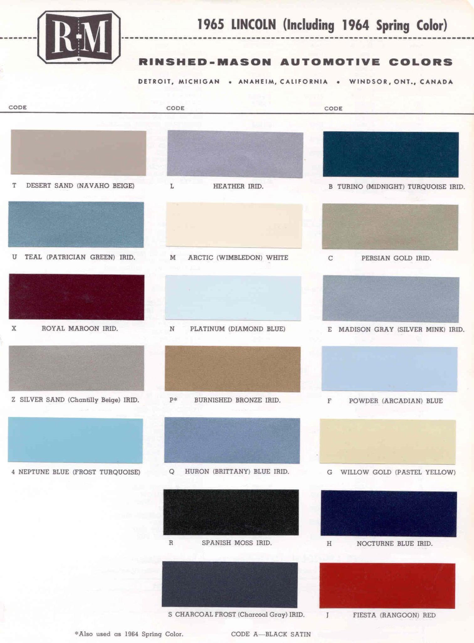 Exterior Paint Codes and its example for Lincoln Colors