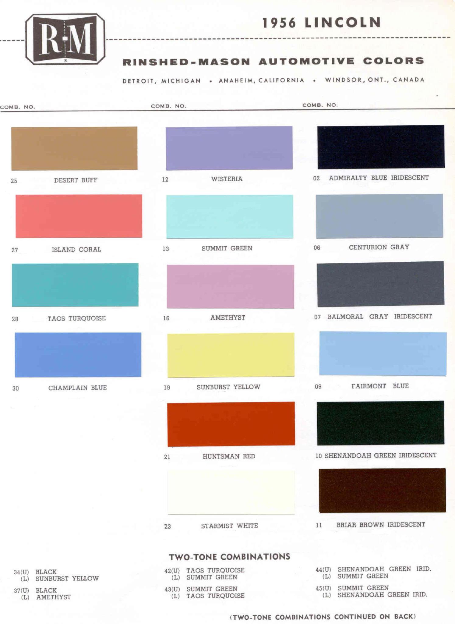 Exterior Paint Codes and its example for Lincoln Colors