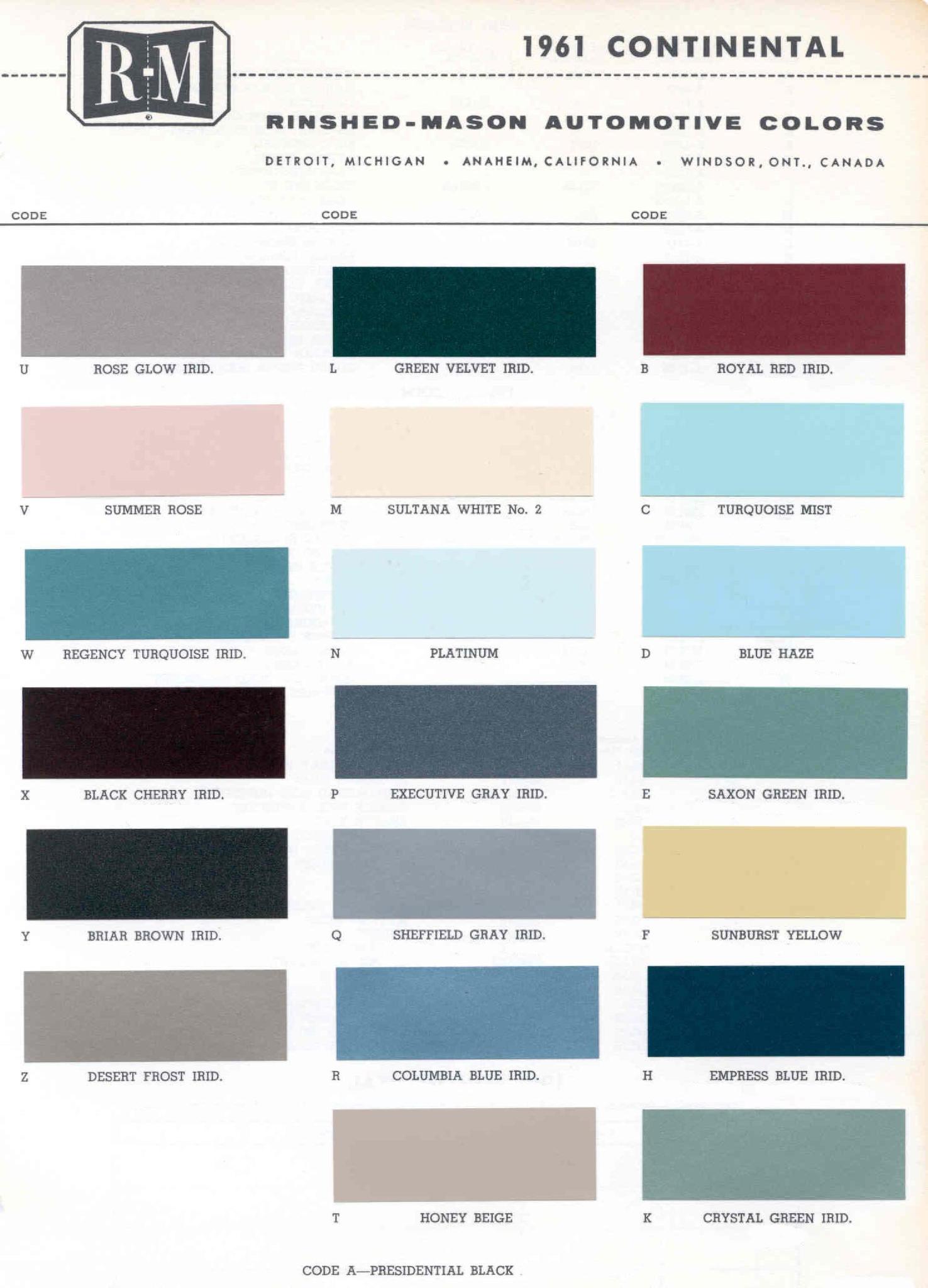 Exterior Paint Codes and its example for Lincoln Colors