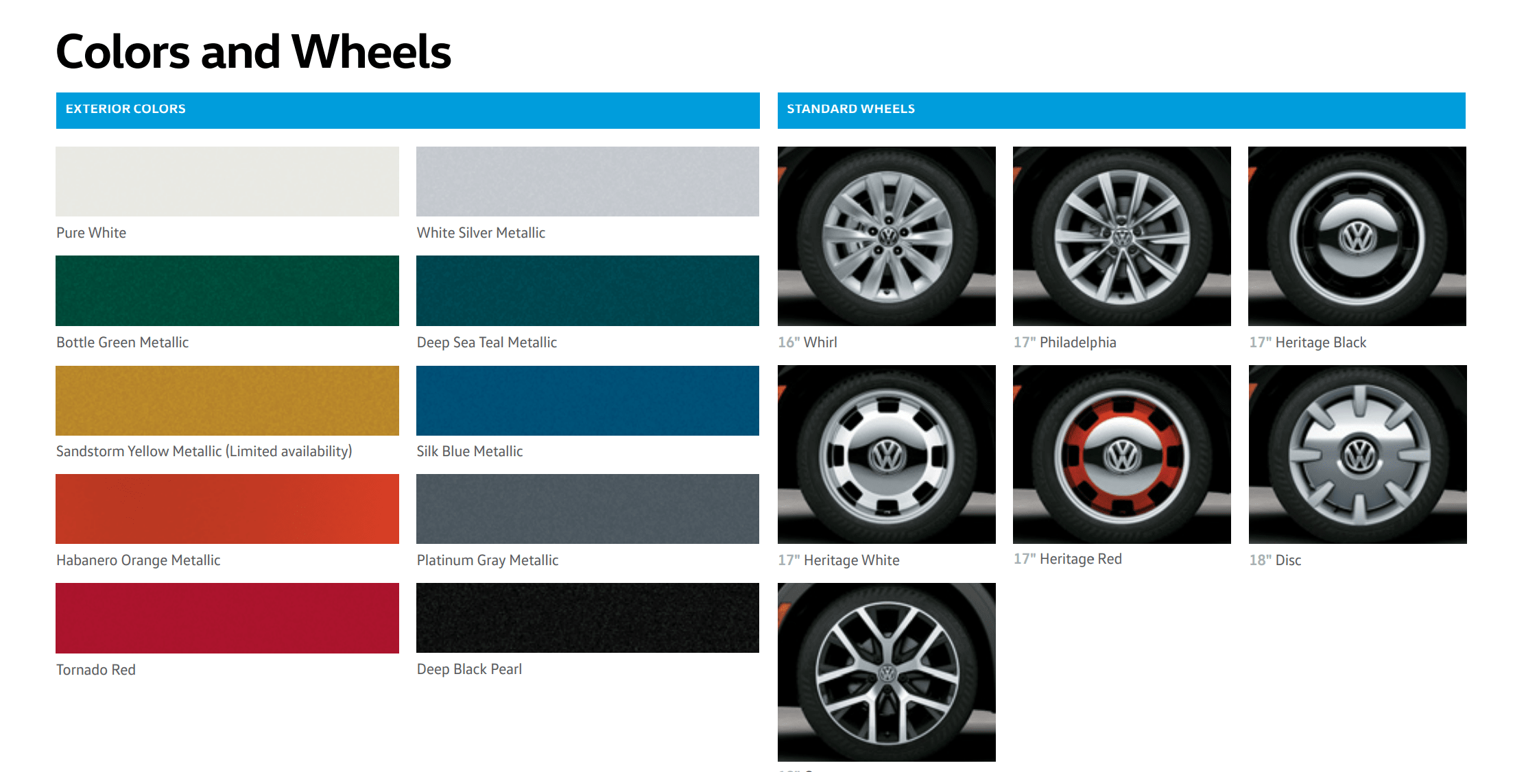 Exterior Paint Colors and Codes for the colors for all the 2018 Volkswagen Beetle vehicles.