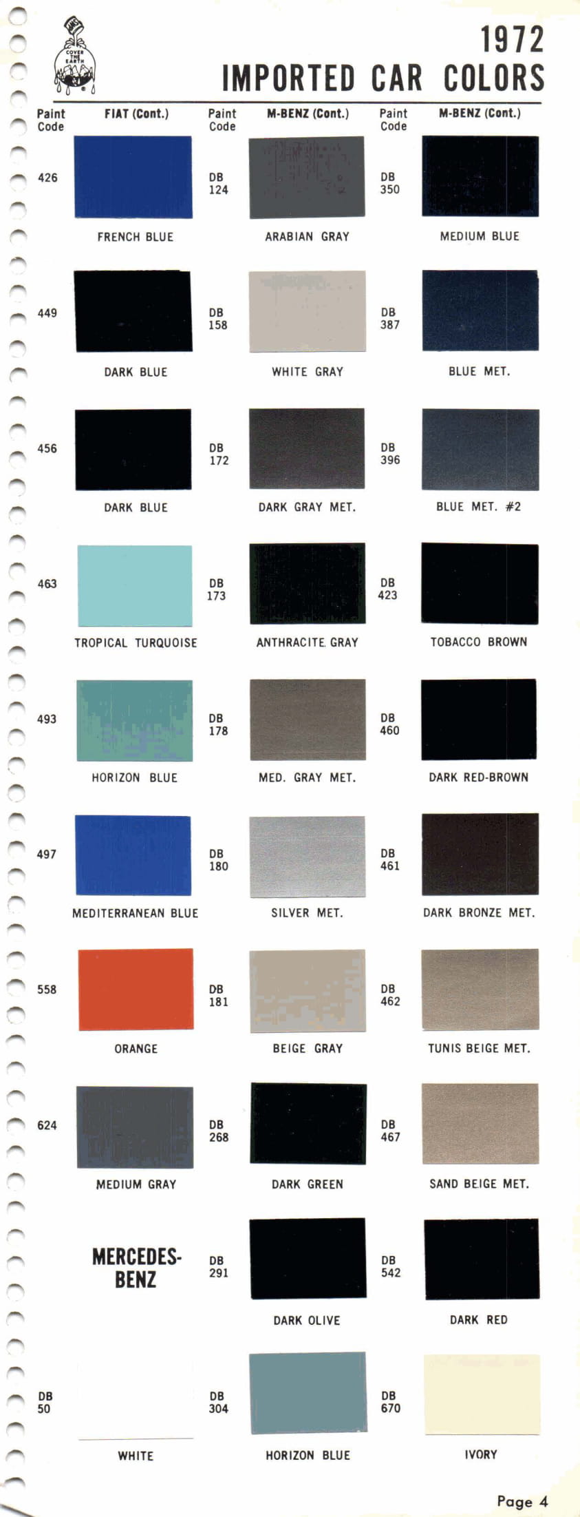 1972 Paint Code Color Book Page9