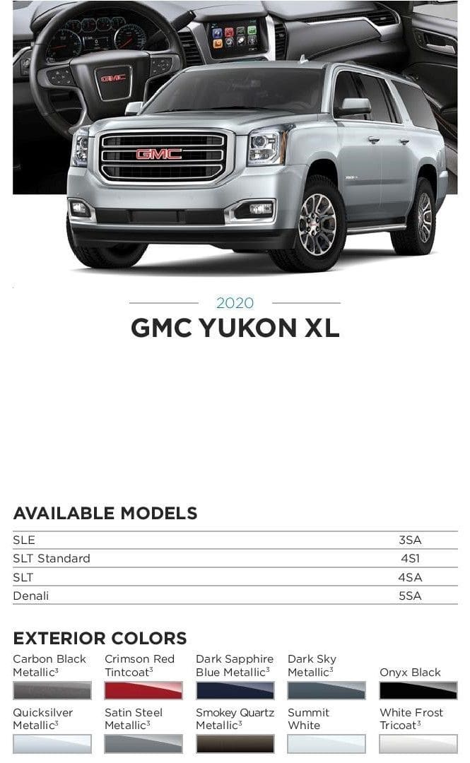 This paint chart shows the exact colors used on this GMC Yukon used for this year.