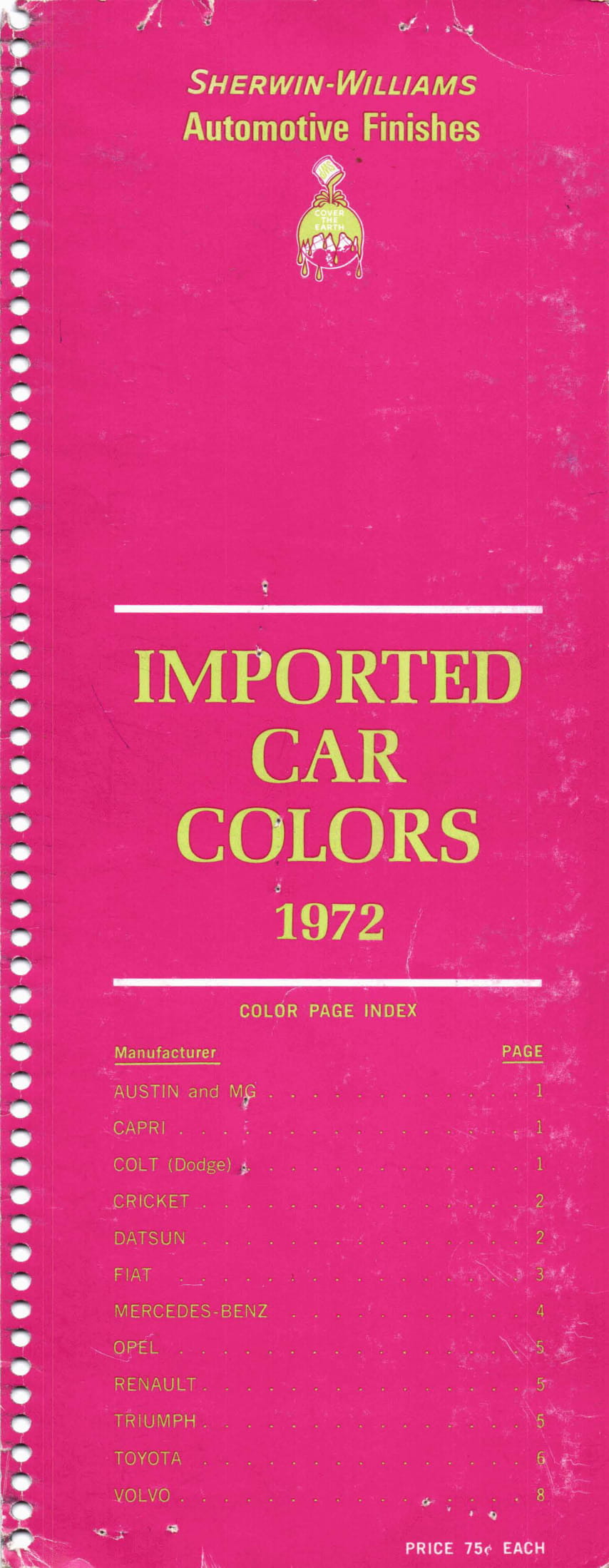 1972 Paint Code Color Book Page 1