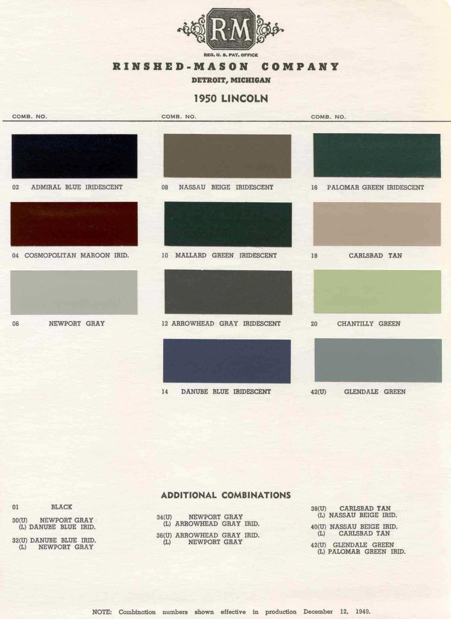 Exterior Paint Codes and its example for Lincoln Colors